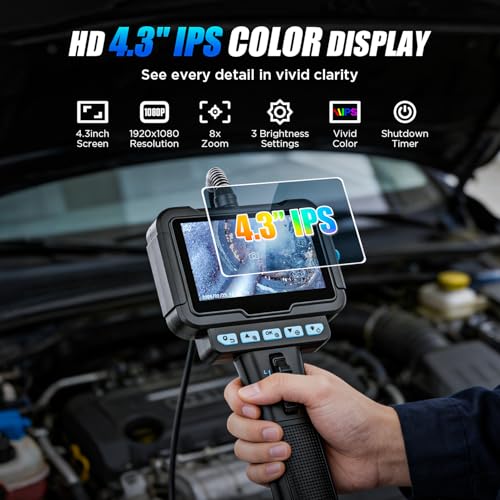 Two-Way Articulating Borescope, 210° Endoscope Camera with Light