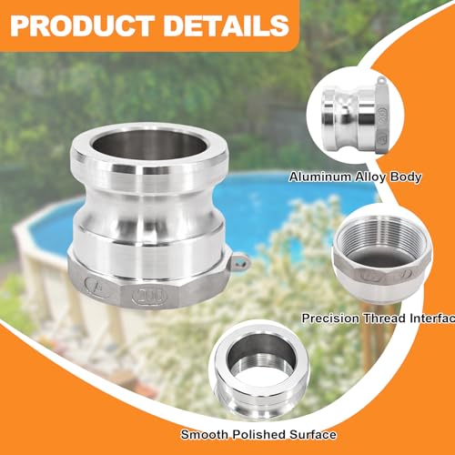 Ketofa 2" Type A Aluminum Camlock Fittings, Quick Connect Coupler, 2-Pack