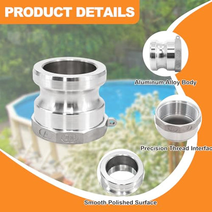 Ketofa 2" Type A Aluminum Camlock Fittings, Quick Connect Coupler, 2-Pack