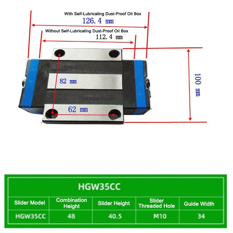 HGW35CA Linear Slider Bearing, 2pcs HGW35CA Flange Bearing Slider Block for CNC Linear Guide and Machines - size: HGW35