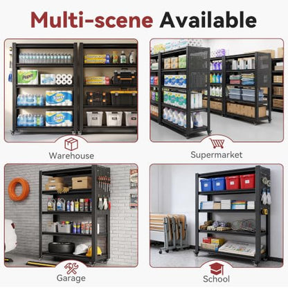 78" H x 47.2" W x 18" D Garage Storage Shelves with Wheels and Pegboard - size: 80" H x 47.2" W x 18" D