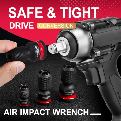 Geinxurn 2PCS Impact Screwdriver Bit Holders, 3/8-Inch Square Drive to 1/4-Inch Quick Release Hex Socket Adapter for Impact Wrench - size: 2pcs-3/8"