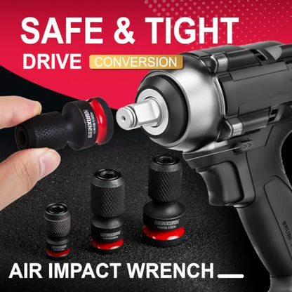 Geinxurn 2PCS Impact Screwdriver Bit Holders, 3/8-Inch Square Drive to 1/4-Inch Quick Release Hex Socket Adapter for Impact Wrench - size: 2pcs-3/8"