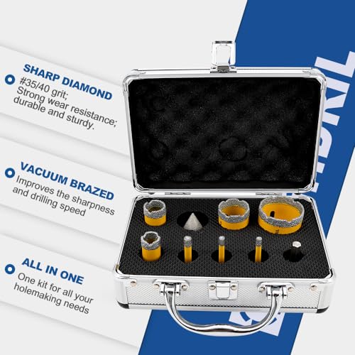 HIGHDRIL Diamond Drill Bits Kit with 5/8-11 for Porcelain Tile Ceramic - size: Thread Set 9