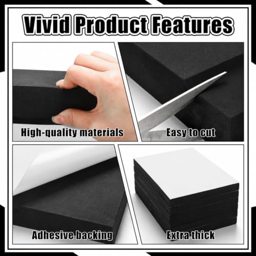 4 Pcs 3" Thick Foam Padding Sheet with Adhesive Backing Closed Cell - color: Black, size: 3 Inch Thick, 12 x 8 Inches