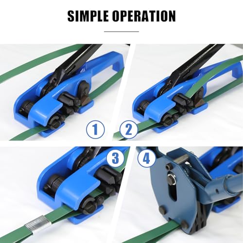 Heavy Duty Banding Strapping Tensioner & Cutter Manual Packaging Tools Windlass for 1/2"-3/4" Width Polyester Poly Strap(Alloy Steel Material) - color: PET, size: 1/2-3/4in