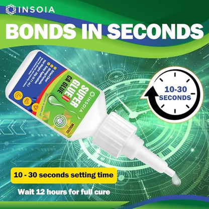INSOIA Super Medium CA Glue, 20g, Strong Bond, with Precision Tips