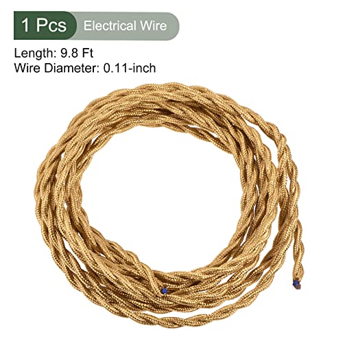 YOKIVE Twisted Cloth Covered Wire, Wire with Vintage Style Electrical Wire Replacement, Great for Home, Bar, Party, Restaurant (Gold Tone, 9.8-Feet) - color: Gold, size: 9.8-Feet