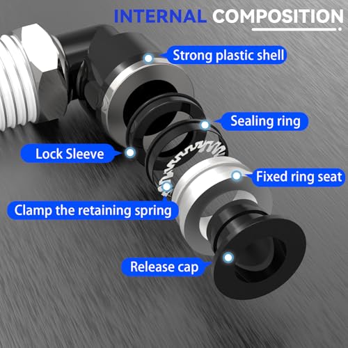 12-PACK 3/8" Tube OD x 3/8" NPT Thread Male Elbow Push to Connect Fittings,PL-3/8-N3 Pneumatic Quick Connect Air Line Hose Fittings - size: 3/8"OD x 3/8"NPT