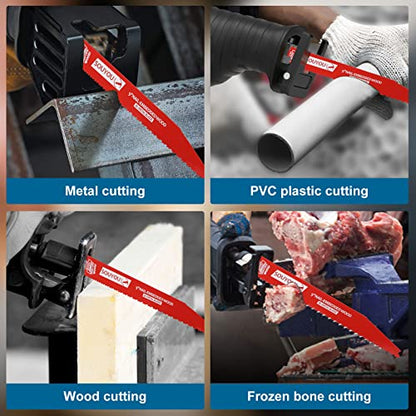 25 Pack 9 Inch 6/12 Tpi Reciprocating Saw Blades Bi-Metal with Coating Stud and Reciprocating Saw Blades for Cutting Embedded Wood Metals PVC Pallets etc. - size: 9in 25Pack, style: 6/12 Tpi