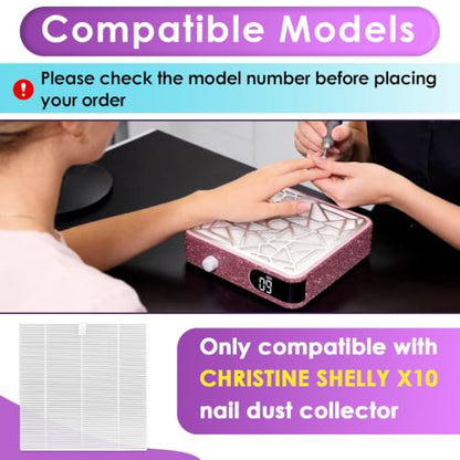 6PCS X10 Nail Dust Collector Filter Compatible with CHRISTINE SHELLY