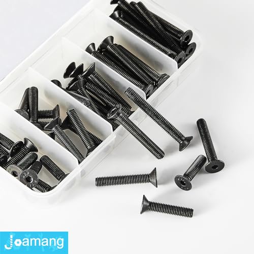 M5 x 20mm 25mm 30mm 35mm 40mm Flat Head Hex Socket Cap Screws Countersunk Bolts, 10.9 Grade Alloy Steel, Black Oxide Finish, Metric Allen Hex Drive, Fully Threaded, Assortment Kit 50Pcs - size: M5 x 20/25/30/35/40 mm