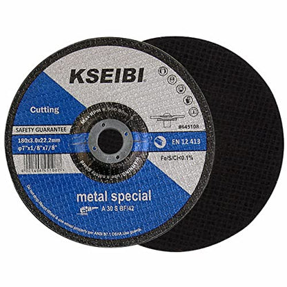 KSEIBI 645108 Grinding Wheels 10-Pack, Aluminum Oxide Discs for Metal & Stainless Steel, 7" x 1/8" x 7/8", Aggressive Grinding for Angle Grinders, Depressed Center Design - size: 7" x 1/8"
