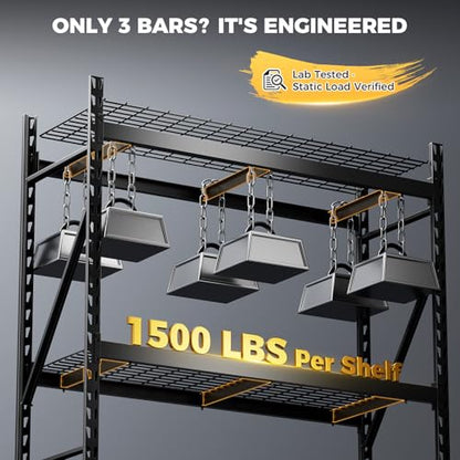 CAMMOO 6000LBS Heavy Duty Storage Shelves, 72''W x 24''D x 72''H - size: 72''W x 24''D x 72''H