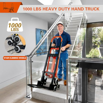 3 in 1 Stair Climbing Dolly Cart with Wheels,1000LBS(Orange) - color: Orange