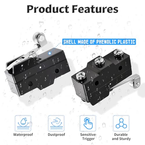 2 Pcs TM-1704 Micro Limit Switch, 15A 250VAC Micro Switch, SPDT - color: TM-1704