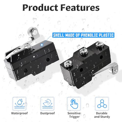 2 Pcs TM-1704 Micro Limit Switch, 15A 250VAC Micro Switch, SPDT - color: TM-1704