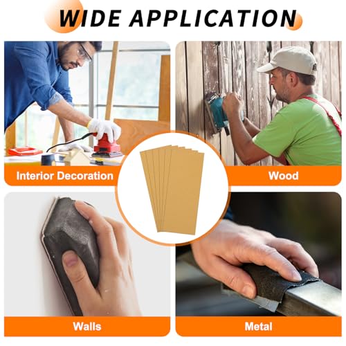6 Pcs 150 Grit Sandpaper 3.6 x 9 Inch Sand Paper Alumina Gold - size: 3.6 x 9 Inch(150 Grit)