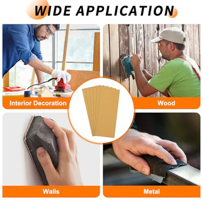 6 Pcs 150 Grit Sandpaper 3.6 x 9 Inch Sand Paper Alumina Gold - size: 3.6 x 9 Inch(150 Grit)