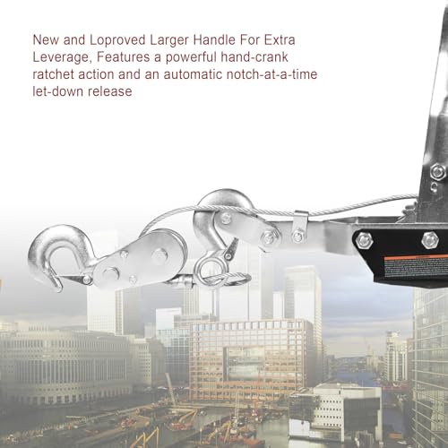 Big RED 4 Ton Come Along Winch, 8000lbs Pulling Capacity, 10ft Steel Cable,3 Hooks, Heavy Duty Power Puller Tool with Dual Gears,Hand Winch Cable, Automotive Hoist Winch Puller,Red - size: 4 Ton (8,000 lb)