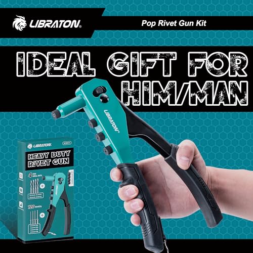 LIBRATON Rivet Gun Kit, Pop Rivet Gun, Heavy Duty Rivet Tool, Hand Riveter - size: 120-Rivet Automotive Kit