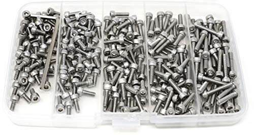 iexcell 250 Pcs M3 x 6/8/10/12/16mm Thread Pitch 0.5 mm Stainless Steel 304 Hex Socket Head Cap Screws Bolts Assortment Kit - size: M3 x 6/8/10/12/16mm