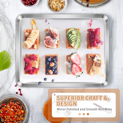 Stainless Steel Baking Sheet Pan Set of 2, Cookie Sheets 16 x 12 x 1 Inch - size: 16 inch