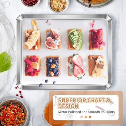 Stainless Steel Baking Sheet Pan Set of 2, Cookie Sheets 16 x 12 x 1 Inch - size: 16 inch