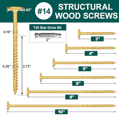 #14 x 4 Inch Wood Structural Lag Screws - size: #14 x 4"