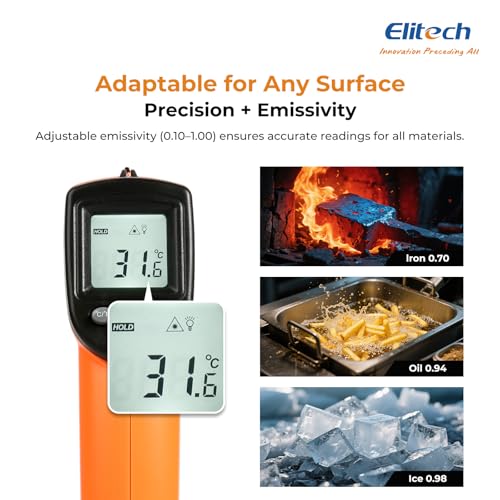 Elitech CLD-100 Refrigerant Leak Detector + DIT-220 Infrared Temperature Gun – Accurately Locate AC/Car Cooling Issues, Non-Contact Digital Infrared Thermometer, Freon Leak Detector