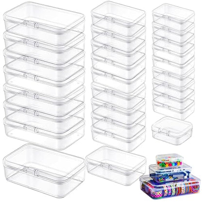 LJY 28 Plastic Boxes, 3 Sizes for Beads - color: Clear