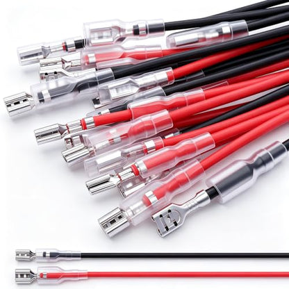 Twidec/20Pcs 2.8mm and 4.8mm Female Spade Crimp Terminal with Insulating Sleeve and Wire Red + Black Female Spade Quick Splice Assortment Kit - size: 2.8/4.8mm
