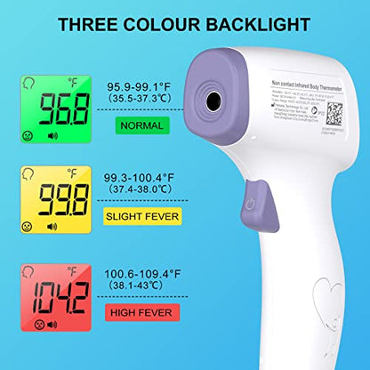 Digital Thermometer for Adults and Kids, No Touch Forehead Thermometer - color: Purple