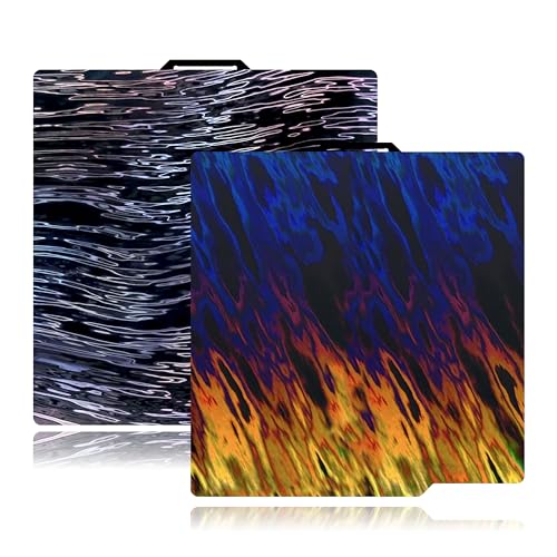 Build Plate for Bambu Lab A1 P1P P1S P2S X1 X1C X1E - Holographic Smooth PEI Build Plate Flexible Spring Steel 3D Printer Bed with Easy Release for PLA PETG TPU ABS - color: Ice Fire + Wood Grain