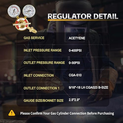 CDL LX75 Heavy Duty Acetylene Regulator CGA510,Forged Brass - size: Heavy Duty, style: Acetylene