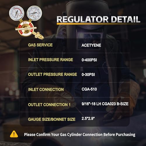 CDL LX75 Heavy Duty Acetylene Regulator CGA510,Forged Brass - size: Heavy Duty, style: Acetylene