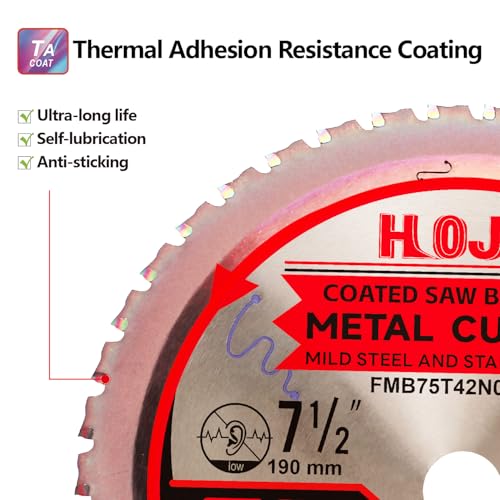 Dia 7-1/2" (190mm) 42-Tooth Arbor 20mm Metal Cutting Circular Saw Blade, For Steel and Stainless Steel, The Cutting Head uses a Special Anti-Heat Sticking Coating,FMB 7-1/2 inch 42-Tooth 20mm -TA - size: Steel 7-1/2" 42T