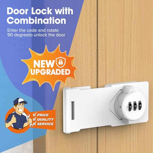 Cabinet Locks with Combination, Hasp Locks, 2 Packs White - color: 2 Packs White