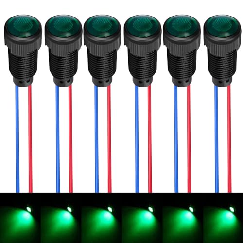 Gebildet 6pcs Green LED Indicator Pilot Light 110VAC Mounting Hole Size 10mm(Flame Retardant Plastic Shell) - color: Green 110-220V/Black shell