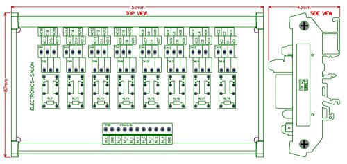 Electronics-Salon DIN Rail Mount 8 DPDT Signal Relay Interface Module. (Operating Voltage: DC 24V)