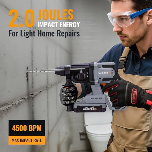 WORKPROX 20V Brushless Cordless Rotary Hammer Drill