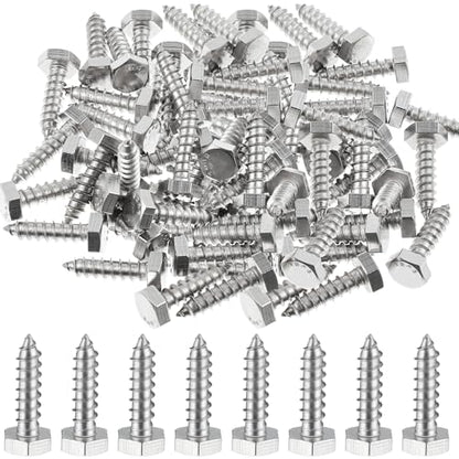 Zonon 100 Pcs 1/4" X 1" 304 Stainless Steel Lag Screw for Wood, Silver - color: Silver, size: 1/4" X 1"