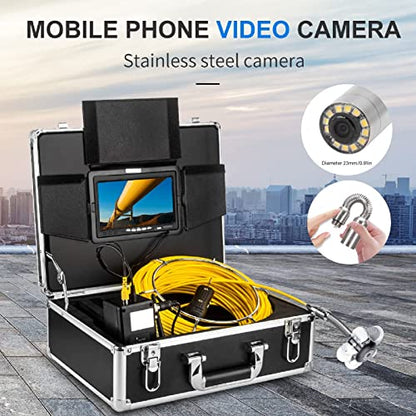 LiebeWH Pipeline Inspection Camera IP68 Waterproof Sewer Drain Scope with 12 LED Lights for Pipe Wall Defect Clear View