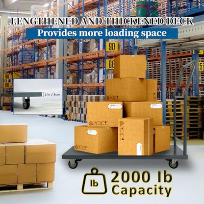 Heavy Duty Platform Truck Moving Flatbed Cart, Steel Flatbed Cart for Luggage Moving, Shopping, 48"x24"Push Dolly, 2000 LBS Dolly Cart Flatform with Wheels and Handle (48"x24") - size: 48"x24"