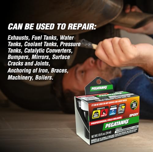 PEGATANKE - Steel 2 Part Epoxy Resin | Professional Cold Weld Adhesive | High Strength Liquid Metal Glue | General Repair & Plastic | High Temperature Epoxy for Cold Welding Waterproof Bonds (1.15 oz)