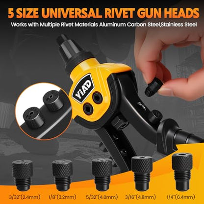 1/4" Pop Rivet Gun Kit, 10" Heavy Duty Hand Riveter with 250 Blind Rivets