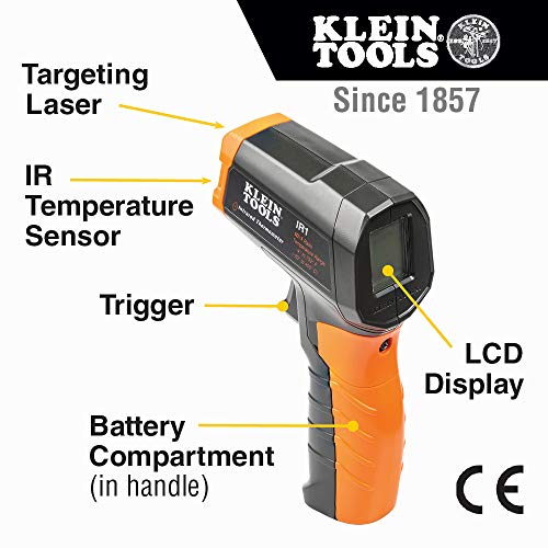 Klein Tools 80067 Electrical Test Kit with IR Digital Thermometer, Multimeter, Non-Contact Voltage Tester Pen and Receptacle Tester, 4-Piece - style: IR Thermometer w/3-Piece Tester Kit