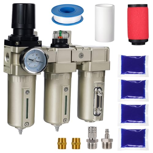 Upgraded 3/4" NPT Industrial Air Compressor Dryer with Filter, 3 Stage Oil Water Separator & Air Dryer for Plasma Cutter, Paint Spray & Pneumatic Tools - color: 3/4"npt, Munual Drain, size: 3 Stage