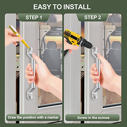 ESUDNT RV Grab Door Handle, Heavy Duty 304 Stainless Steel Metal for Camper, Trailer, Cargo Trailer, Motor Home, Boat, Automotive, Cart (2 Pack, Come with Screws) - size: 2 Pack