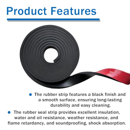 1/4" Thick x 1" Wx 60" L Solid Rubber Strip Roll with Adhesive Backing - size: 1" x 1/4" x 60"